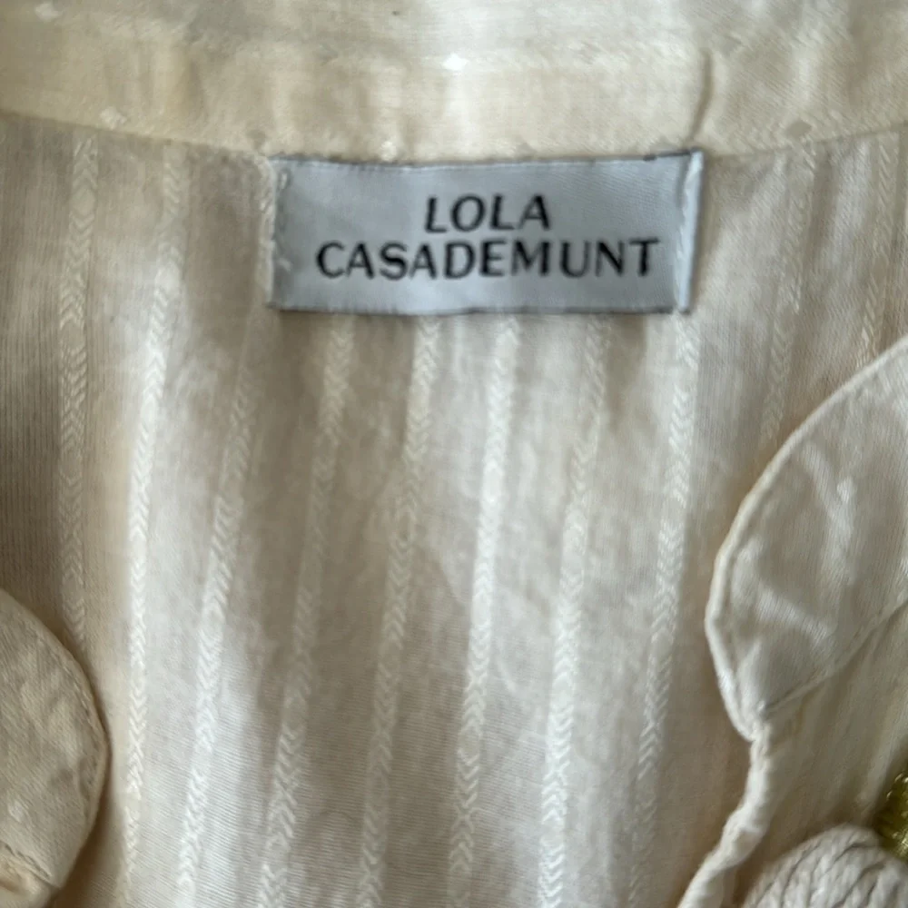 Lola Casademunt Bohemian Sleeveless V-Neck Lace Ivory‎ Cotton Mini Dress Size L